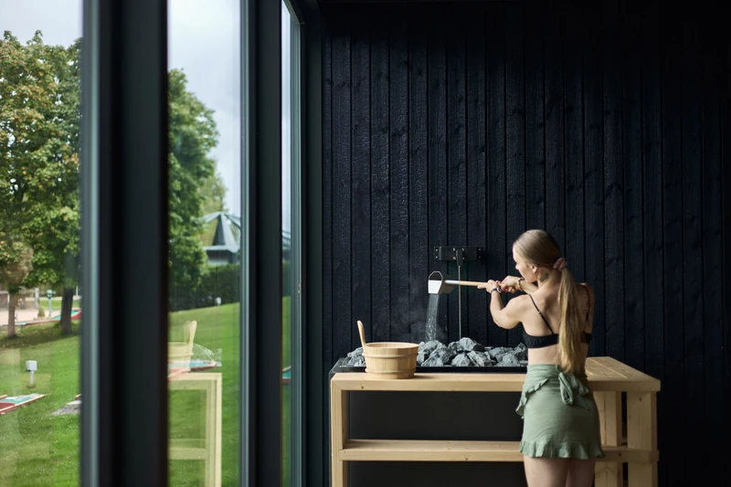 Aufguss saunan hiilletty panelointi