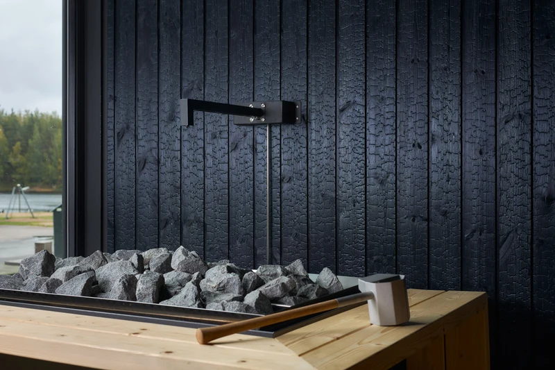 Aufguss saunan hiilletty panelointi