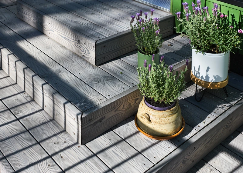 Beautifully greying charred terrace