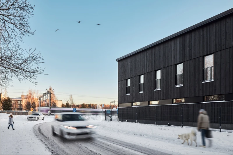 Tikkurilan valmiusaseman hiilletty ulkoverhoilu