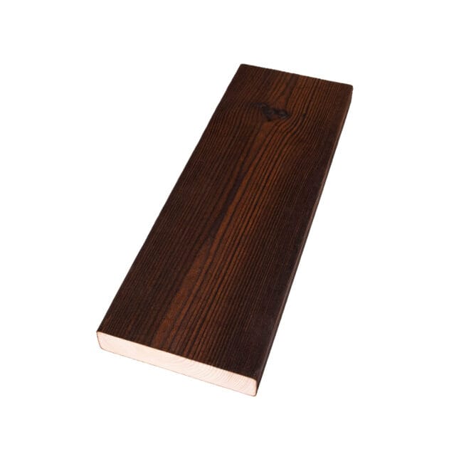 Kaarna+ hiilletty, harjattu ja ruskeaksi sävytetty puupinta - Charred, brushed and brown tinted wood surface