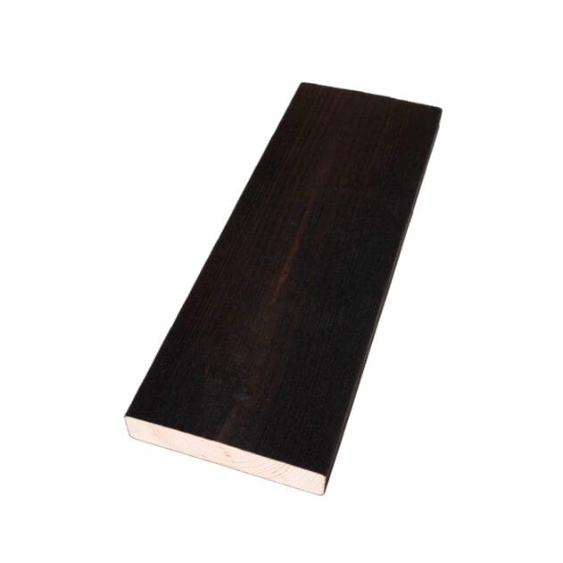 Noki - Hiilletty, harjattu ja mustaksi sävytetty puupinta - Charred, brushed and black tinted wood surface